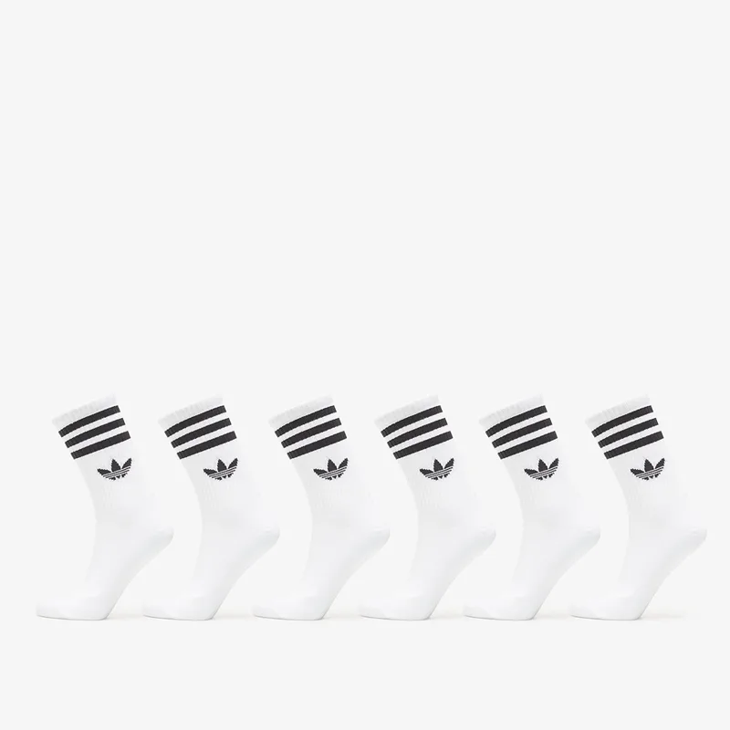 adidas 3-Stripes Crew Socks 6 Pairs White M