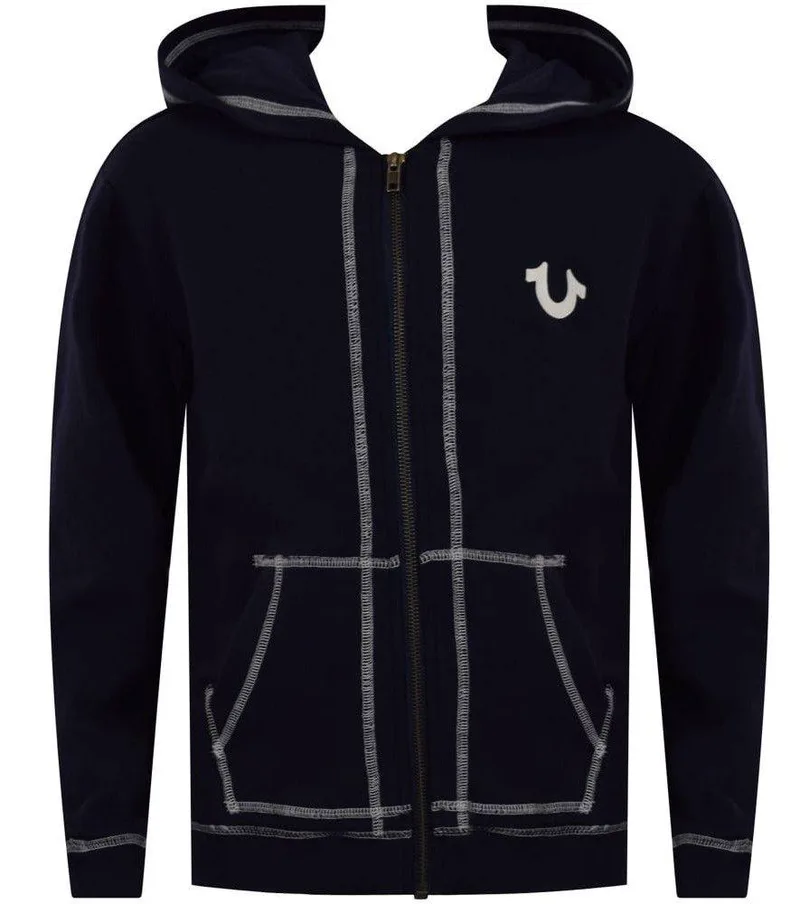 HOODIE ΜΕ ΦΕΡΜΟΥΑΡ TRUE RELIGION FRENCH TERRY TR146HD32 ΣΚΟΥΡΟ ΜΠΛΕ (104ΕΚ.)-(3-4 ΕΤΩΝ)