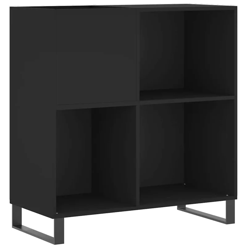 vidaXL Δισκοθήκη Μαύρη 84,5 x 38 x 89 εκ. από Επεξεργασμένο Ξύλο