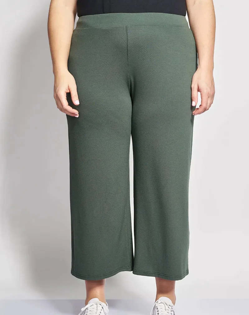 PARABITA Βισκόζ cropped παντελόνα 002510286677-023 Khaki