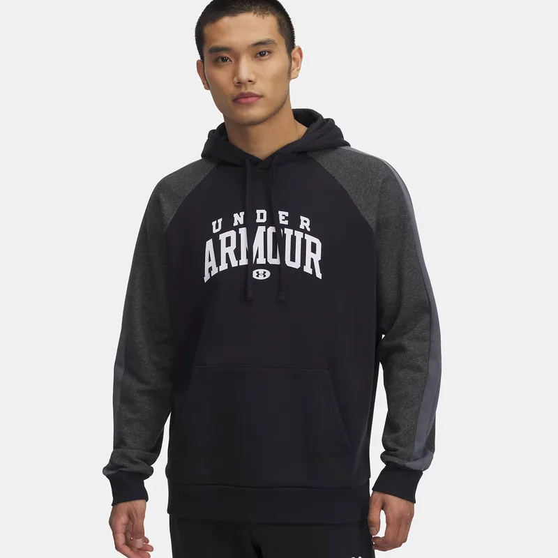 UNDER ARMOUR RIVAL FLEECE COLORBLOCK MEN’S HOODIE ΜΑΥΡΟ
