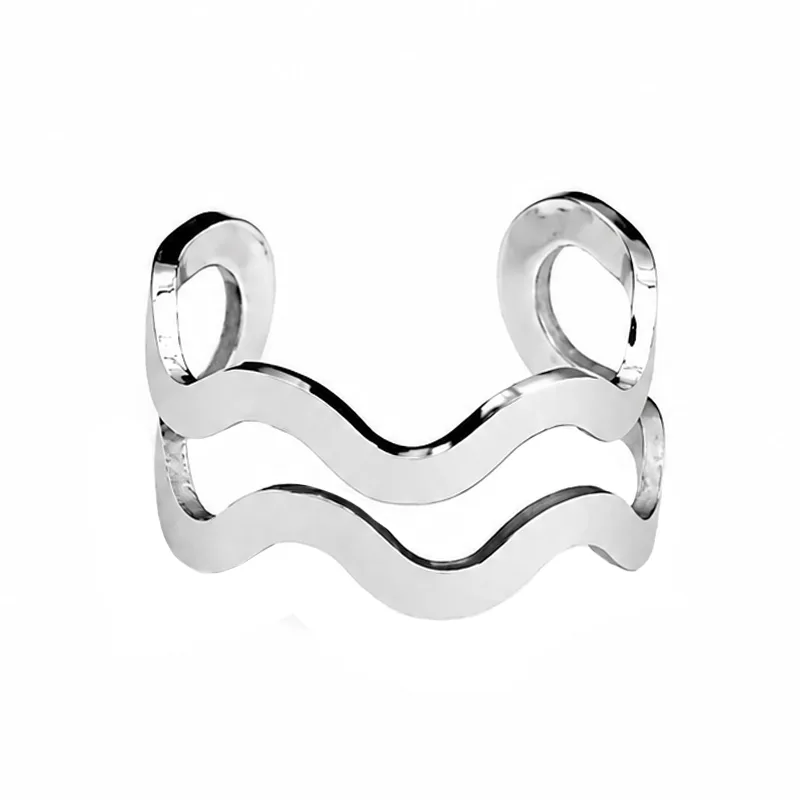 Jt Ατσάλινο Κυματιστό Ear Cuff Σκουλαρίκι Ασημί
