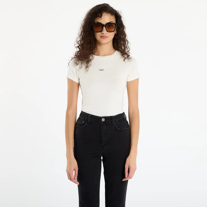 T-shirt Guess Jeans Ss Cn Embro Slim Cream L