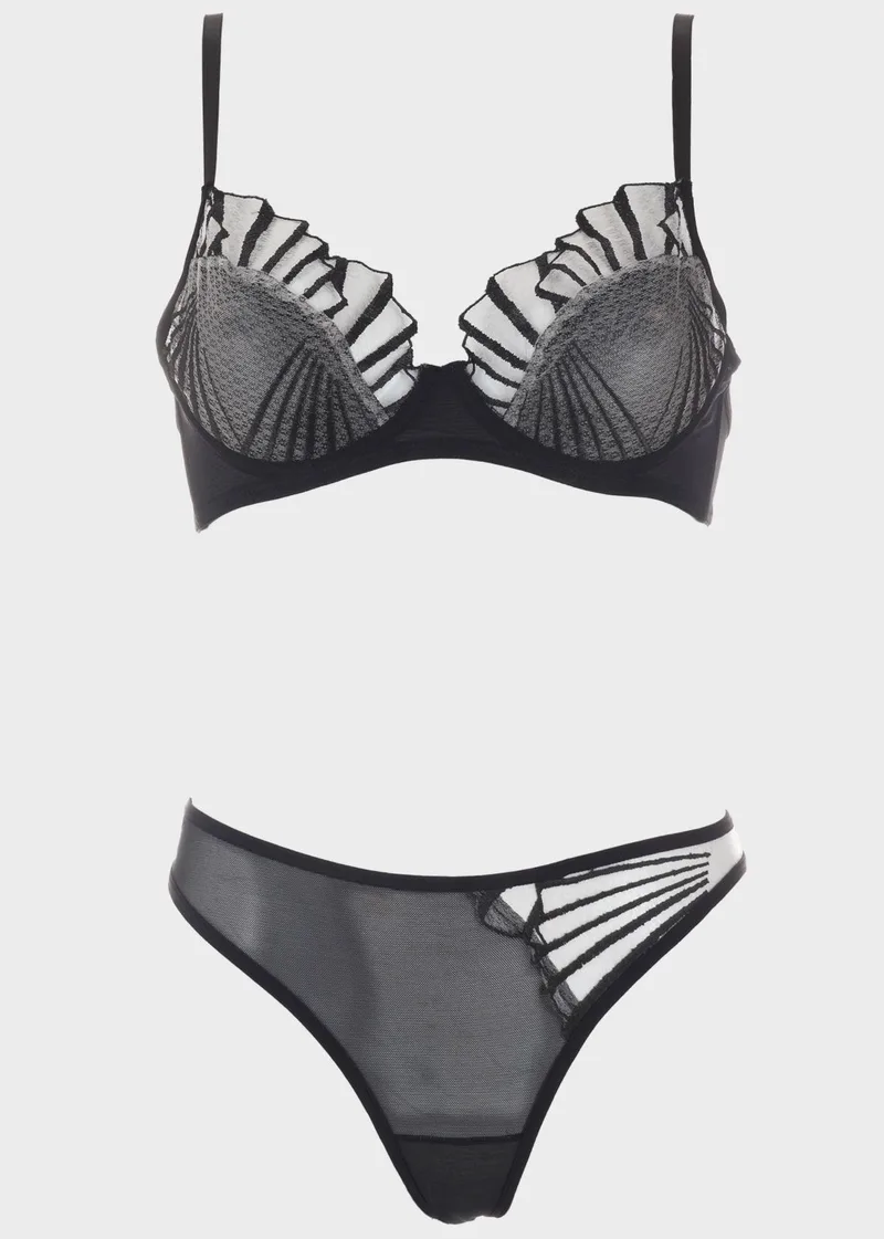 Γυναικείο σετ sexy bralette see-through ΜΑΥΡΟ