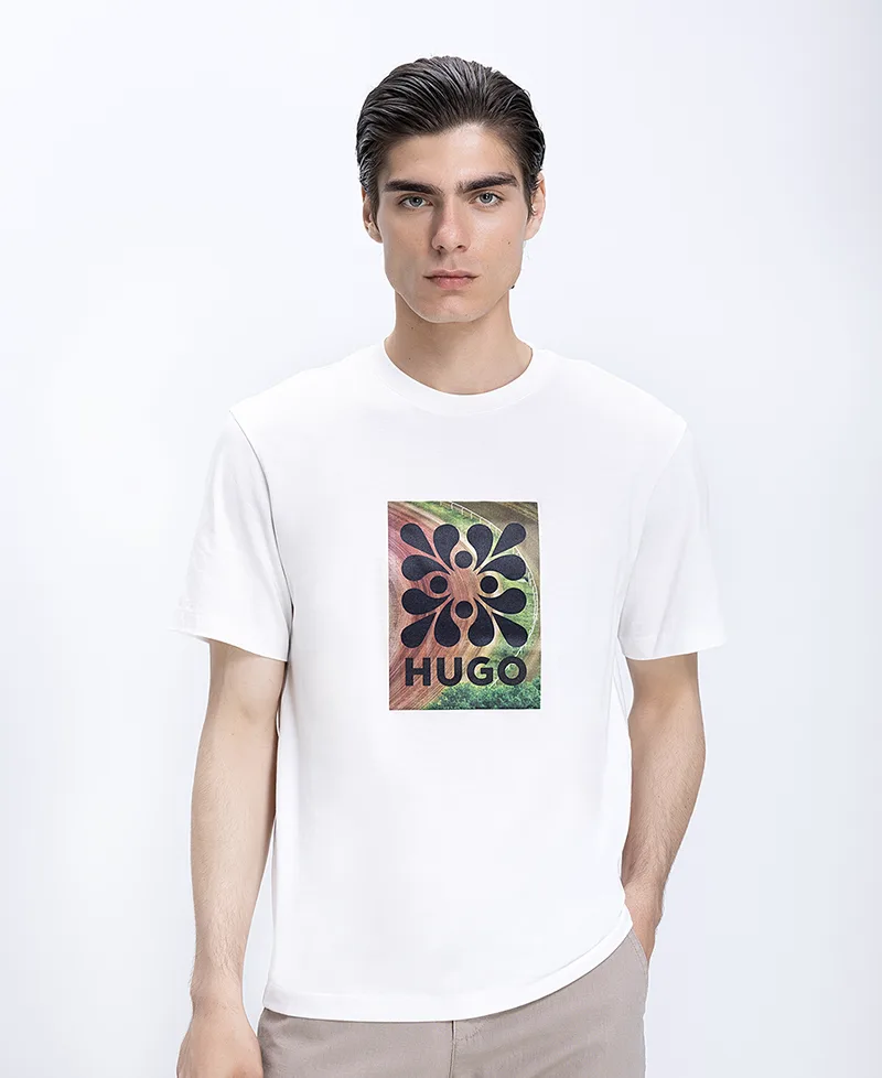 Hugo Ανδρικό T-Shirt Βαμβακερό Με Graphic Logo Print Regular Fit