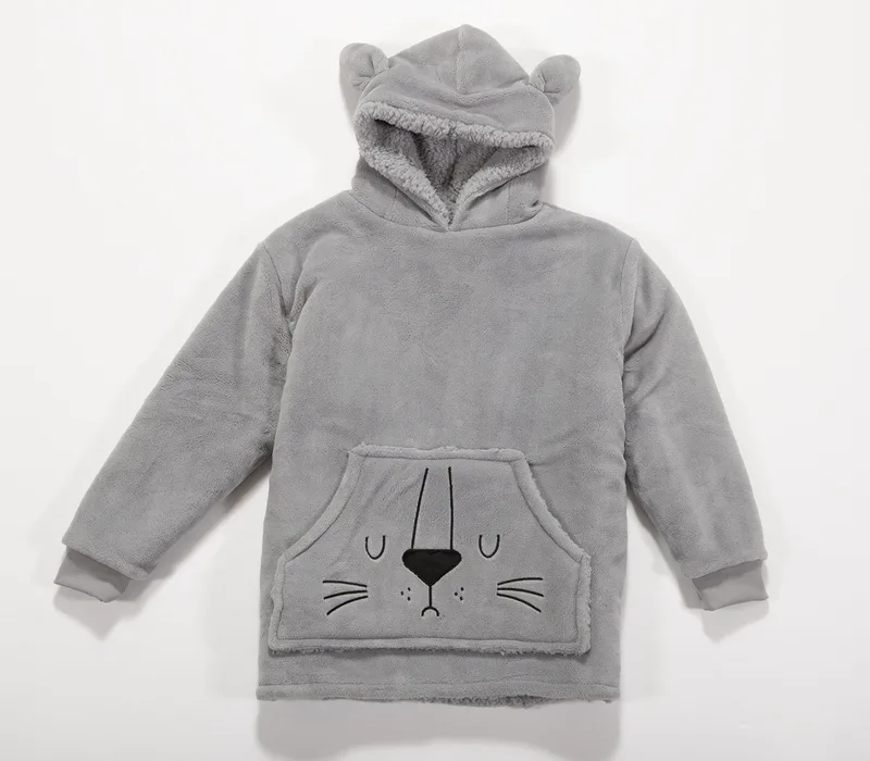 Παιδικό Πόντσο Με Γουνα Sherpa Nef-Nef Sleeping Lion Grey 04-06