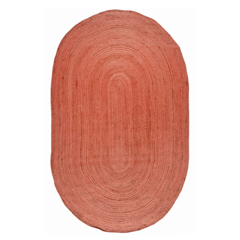Οβάλ Χαλί Καλοκαιρινό (135x210) Polcarpet Jute Plain Coral