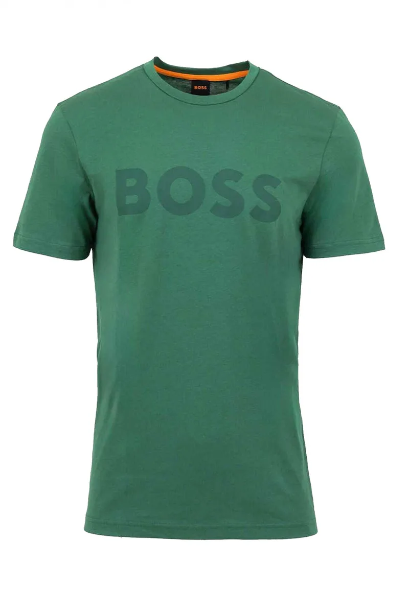 BOSS CASUAL T-SHIRT ΜΕ ΣΤΑΜΠΑ REGULAR FIT THINKIG 1 ΠΡΑΣΙΝΟ