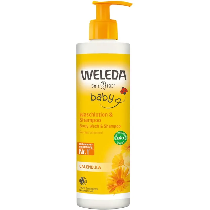 Weleda Baby Body Wash & Shampoo with Calendula Ήπιο Βρεφικό Σαμπουάν Καλέντουλας & Αφρόλουτρο 400ml