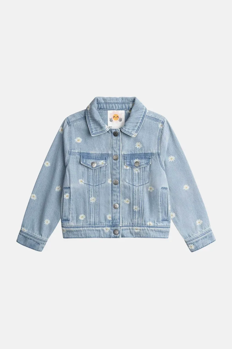 DPAM παιδικό denim μπουφάν για κορίτσια "Flowers" - 370772 Denim Blue