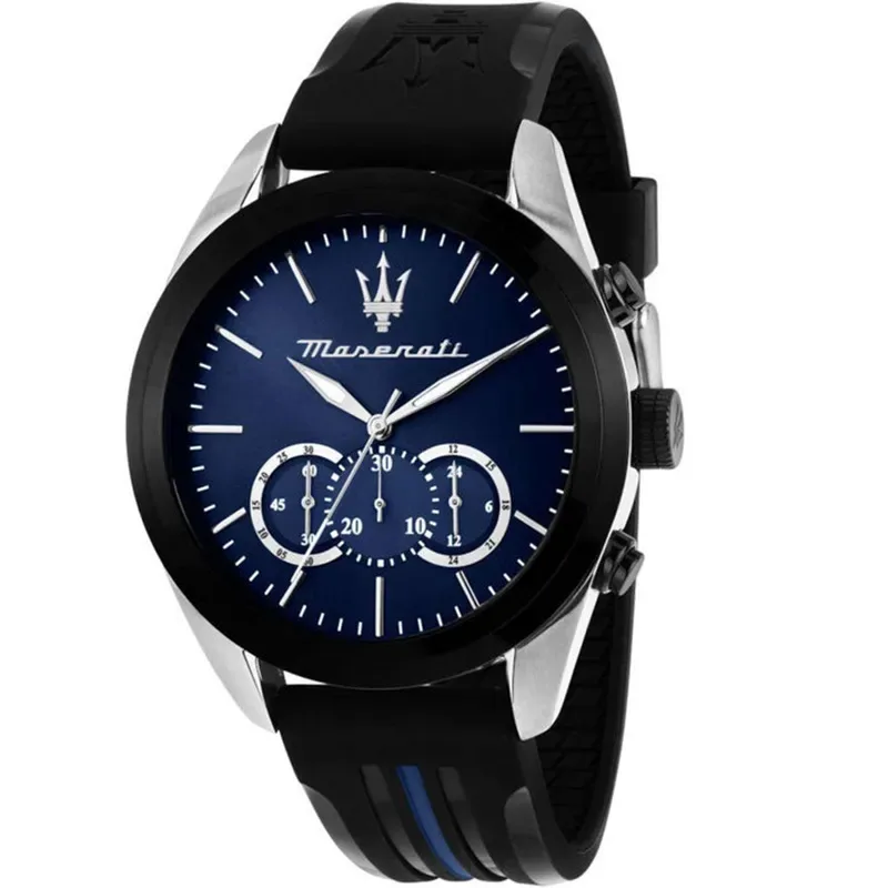 Ανδρικό ρολόι Maserati Traguardo Chrono Black Rubber Strap R8871612044 R8871612044 Ατσάλι