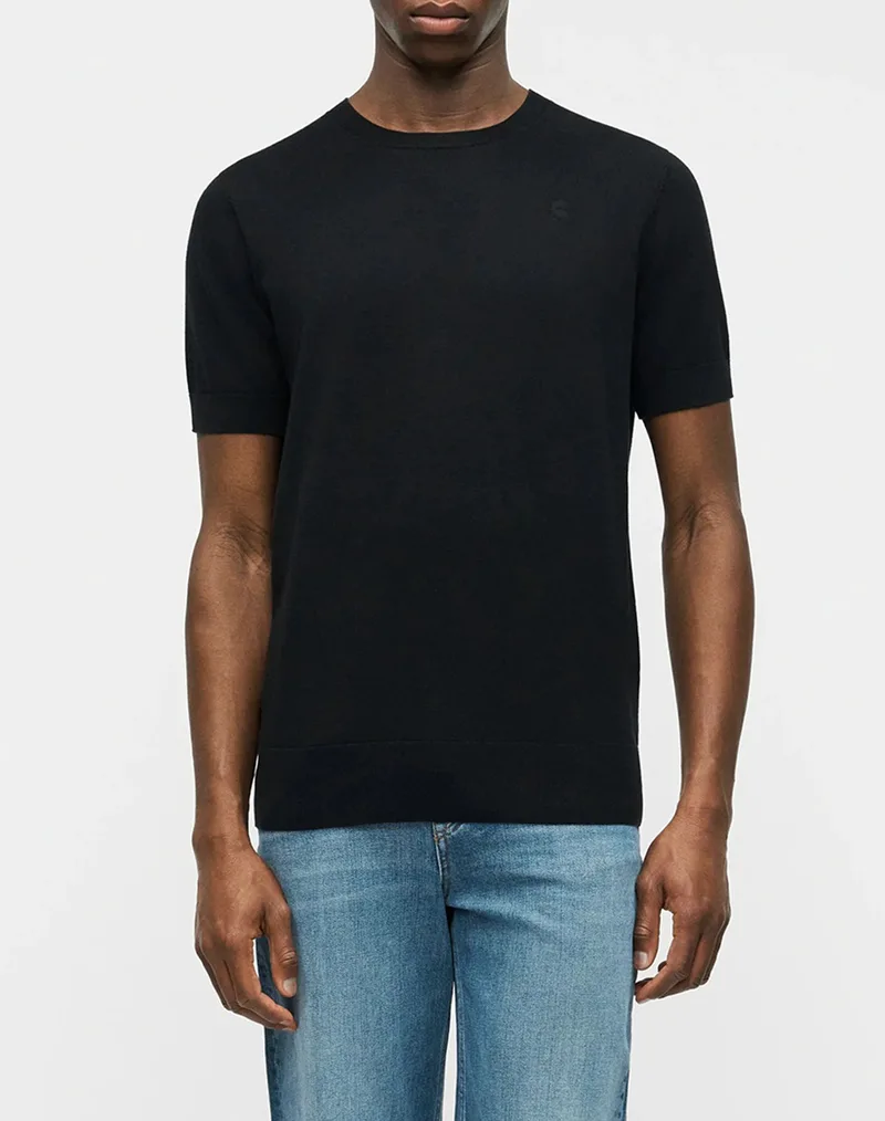 KARL LAGERFELD KNIT CREWNECK 1/2 655087-562398-990 Black