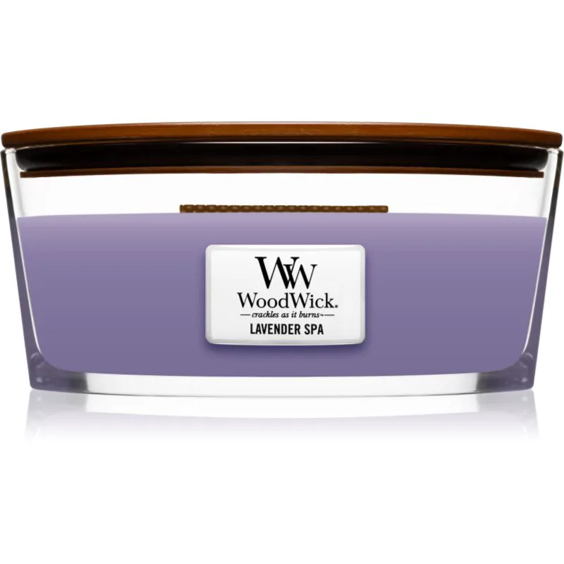 Woodwick Lavender Spa αρωματικό κερί με ξύλινο φιτίλι (hearthwick) 453 γρ