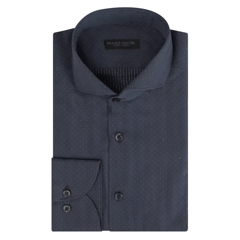 Superior Πουκάμισο Με Μικροσχέδιο Γκρι Σκούρο 100% Fine Cotton (Modern Fit)