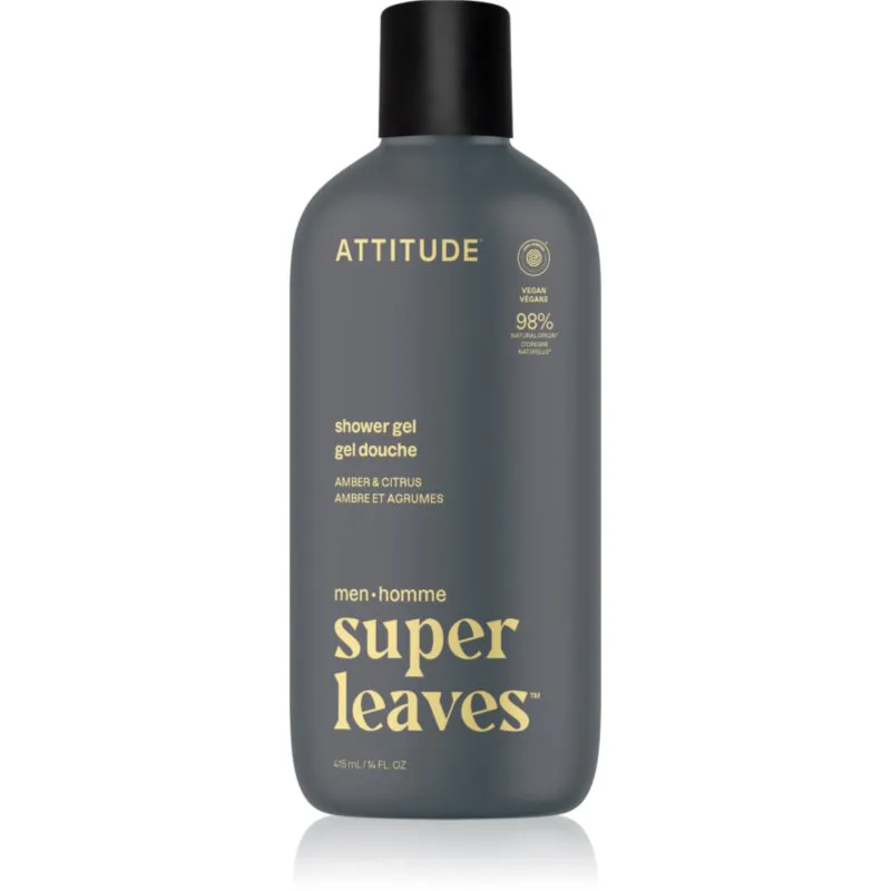 Attitude Super Leaves Men Shower Gel τζελ για ντους για άντρες Amber & Citrus 415 ml
