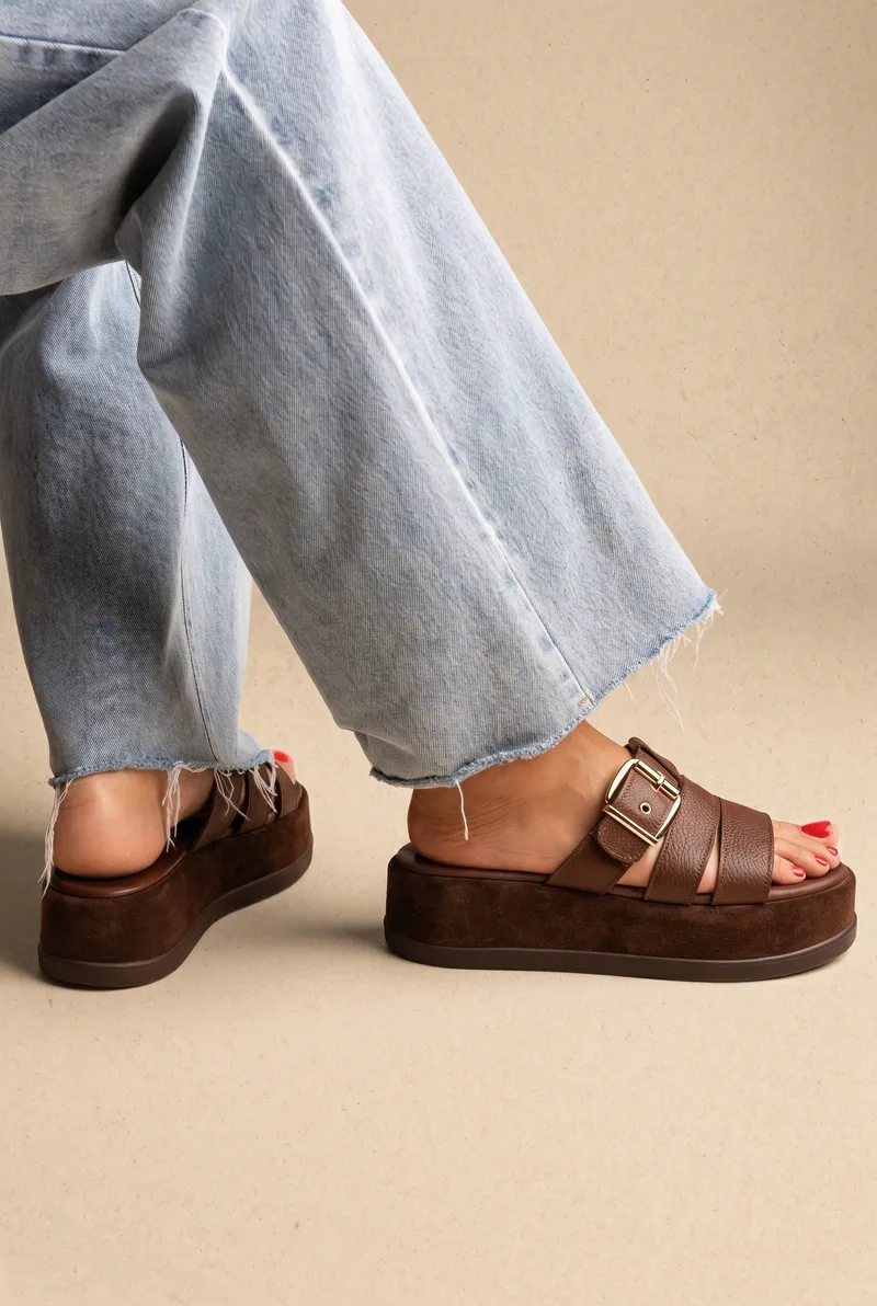 Mariella Fabiani Flatform Sandals - 2602/65 - Brown Matte
