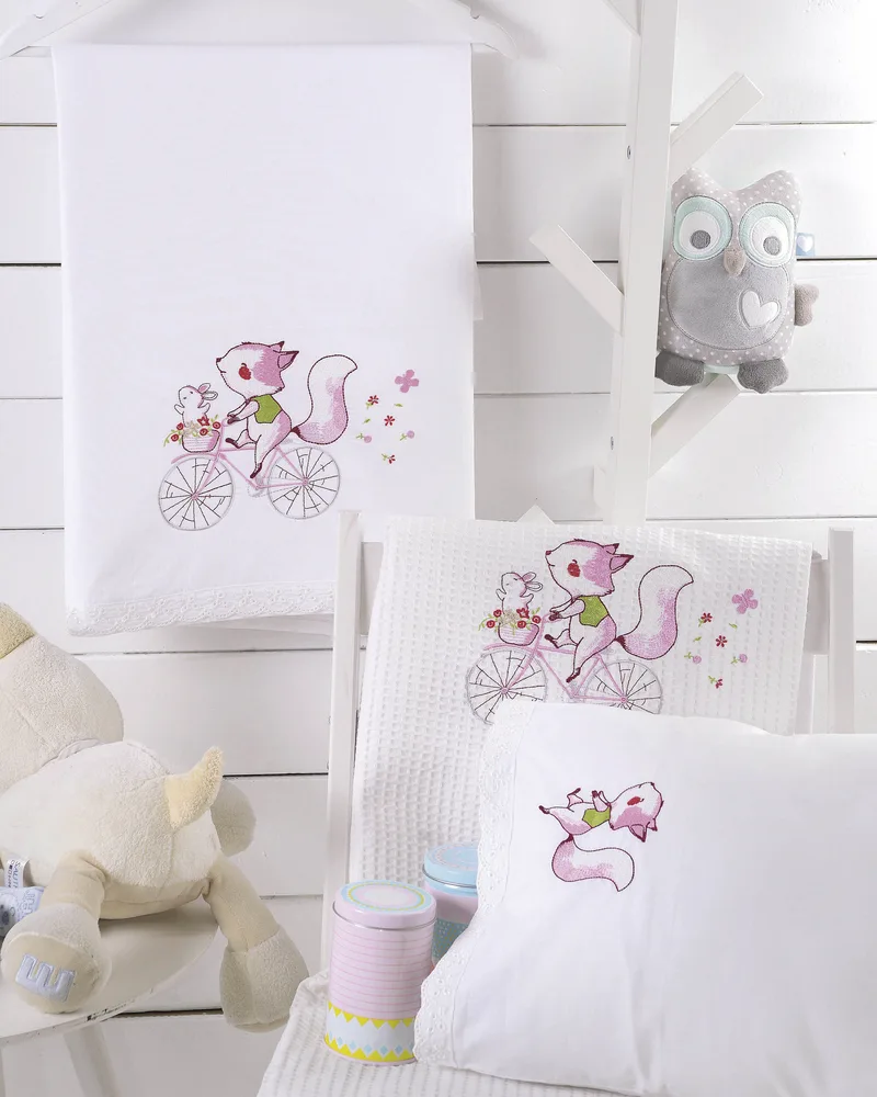 Κουβέρτα πικέ κούνιας (110Χ140) CLUNNY PINK, RYTHMOS HOME