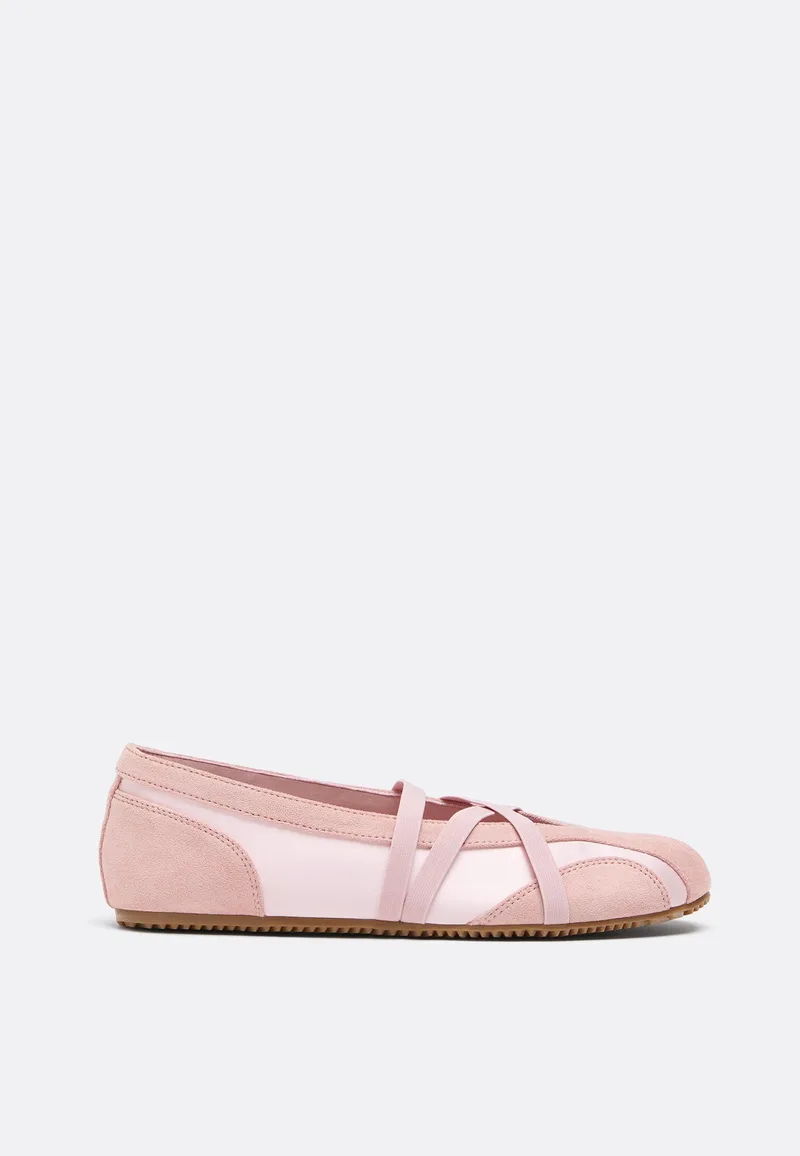 Stradivarius Sneakerinas Με Σταυρωτά Λουράκια Ροζ 38