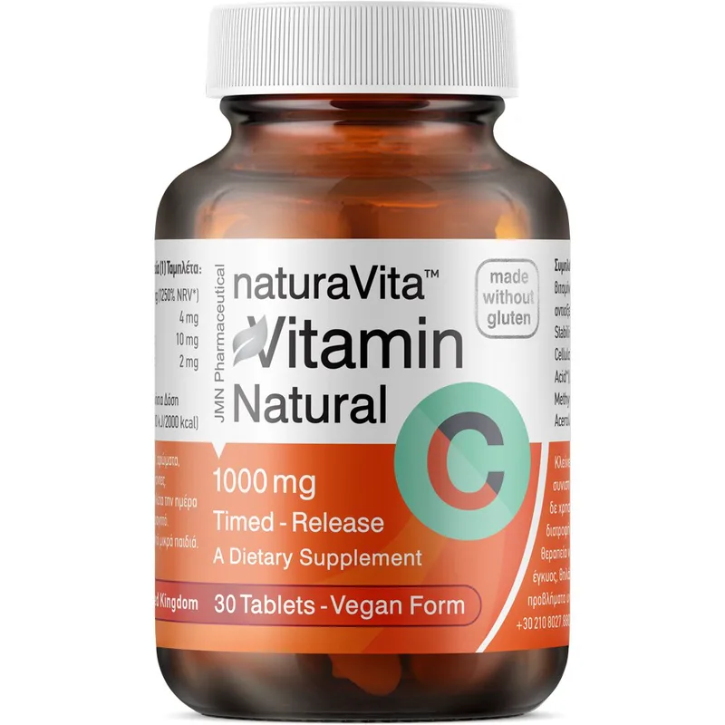 Natuta Vita Vitamin C 1000mg Timed Release Συμπλήρωμα Διατροφής Βιταμίνης C, Σκόνης Αγριοτριανταφυλλιάς, Ασερόλας & Βιοβλαφονοειδών Παρατεταμένης Αποδέσμευσης για Ενίσχυση του Ανοσοποιητικού 30tabs
