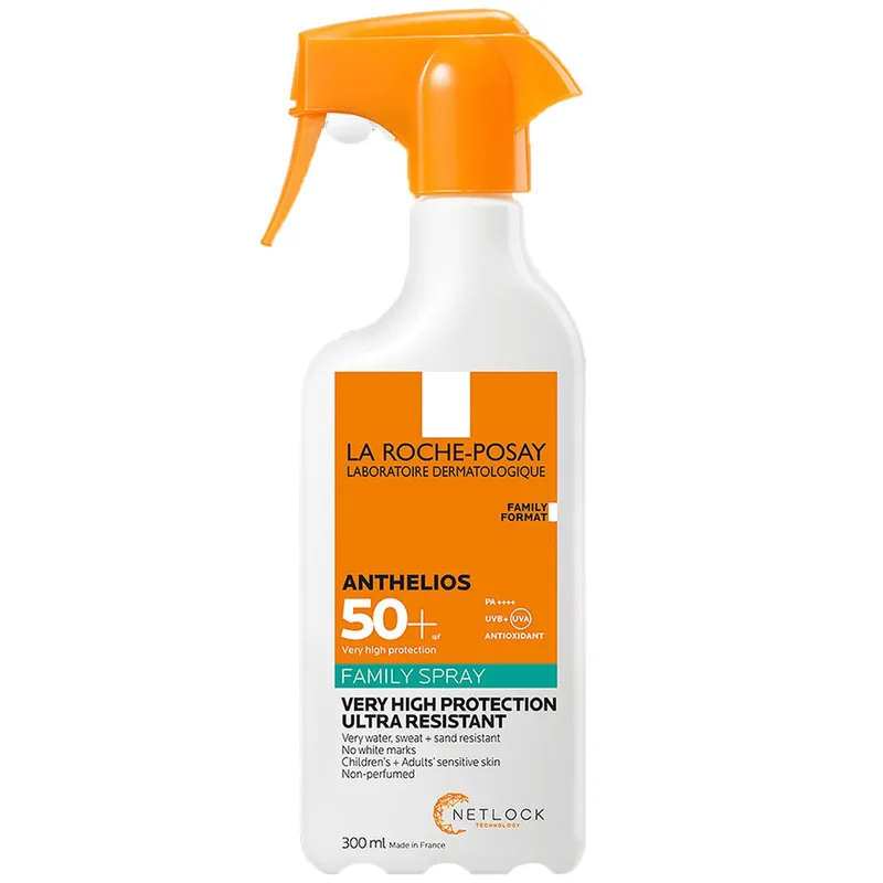 La Roche-Posay Anthelios Family Spray Spf50+ Αντηλιακό Γαλάκτωμα Προσώπου, Σώματος Πολύ Υψηλής Προστασίας για Όλη την Οικογένεια, Χωρίς Άρωμα 300ml