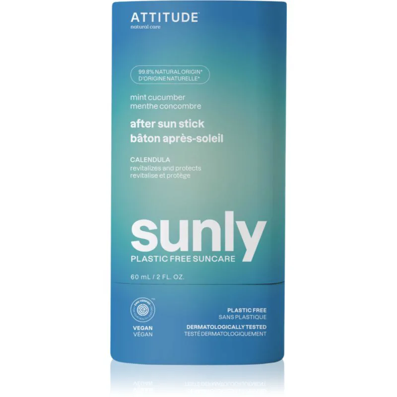 Attitude Sunly Plastic Free Suncare καταπραϋντική κρέμα για μετά το μαύρισμα Mint, Cucumber 60 γρ