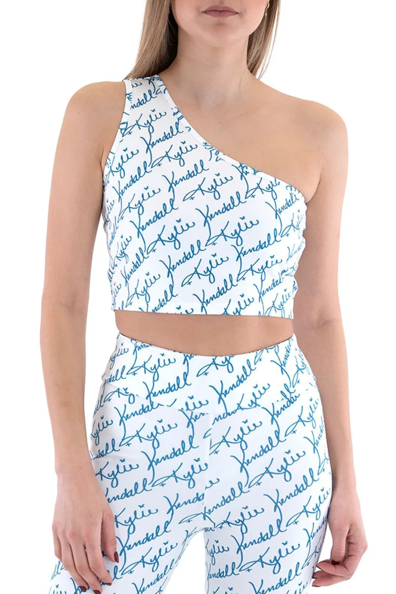 Top Kendal + Kylie K&K W Logo Allover One Shoulder KKW3611631-WHITE PETROL Γυναικείο