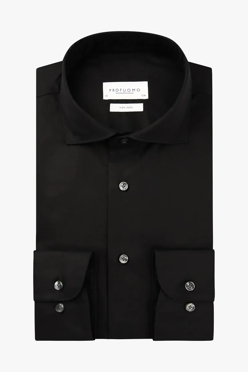 Profuomo ανδρικό πουκάμισο μονόχρωμο Slim Fit - PP2H00010D Μαύρο