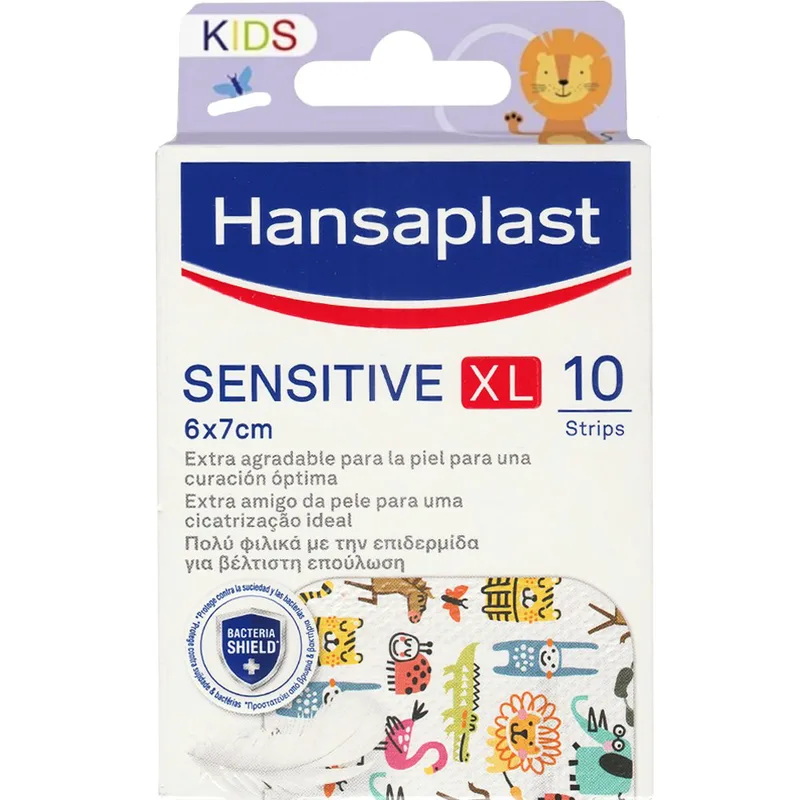 Hansaplast Kids Sensitive XL (6x7cm) Strips Αυτοκόλλητα Επιθέματα για Παιδιά, για την Κάλυψη & Προστασία Μικρών Πληγών Φιλικά με την Επιδερμίδα για Βέλτιστη Επούλωση 10 Τεμάχια