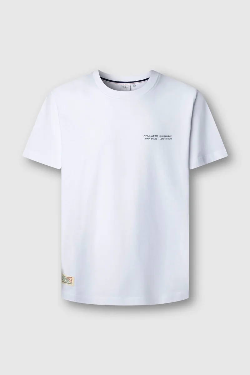 Pepe Jeans ανδρικό T-shirt μονόχρωμο με logo print "Sean" - PM5010294 Λευκό