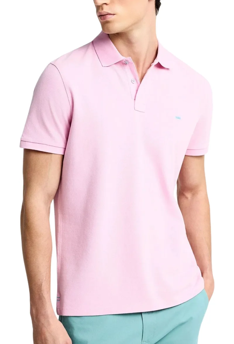 Μπλούζα Polo Funky Buddha Με Διακριτικό Λογότυπο FBM013-001-11-PINK MIST Ανδρικό