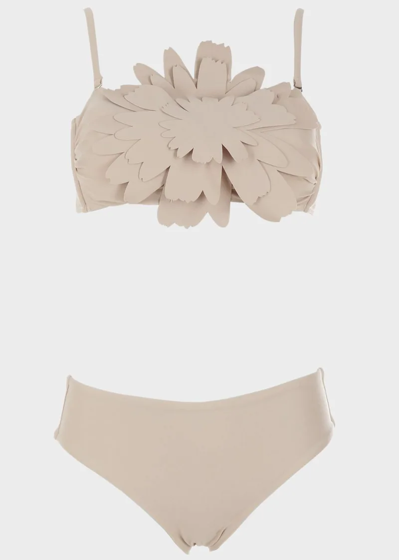 Σετ μπικίνι strapless μονόχρωμο.Καλύπτει B Cup ΜΠΕΖ