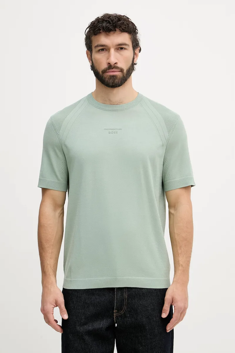 BOSS Green basic t-shirt ανδρικό με πρόσμιξη μεταξιού BOSS X PORSCHE