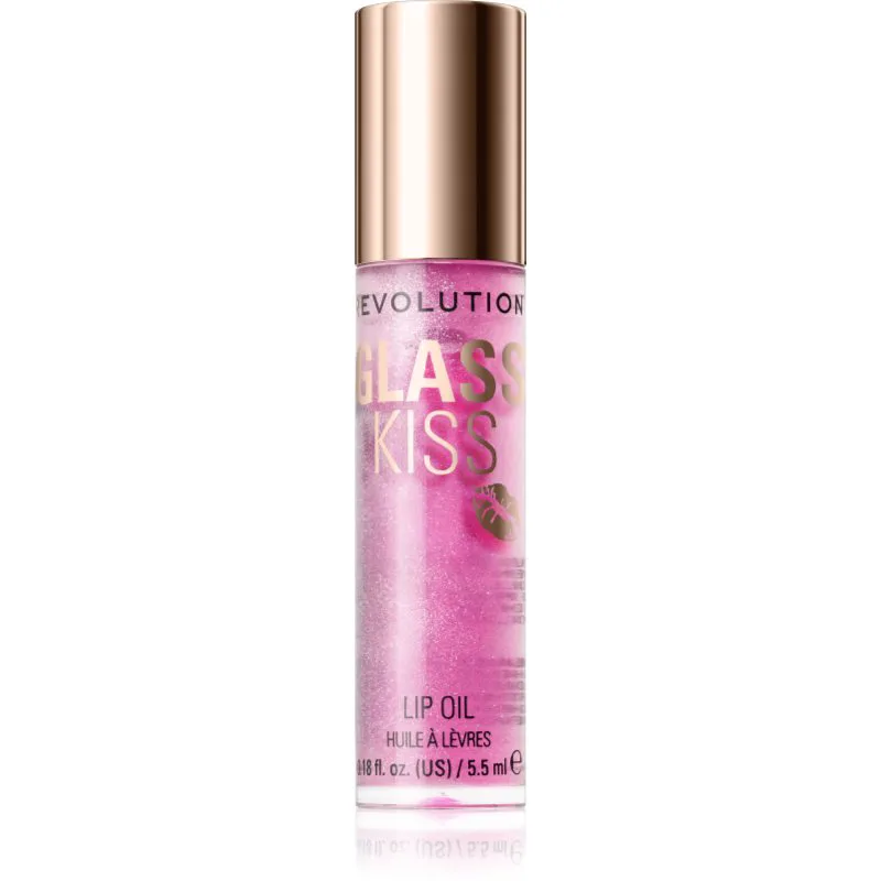 Revolution Glass Kiss αστραφτερό λάδι για τα χείλη απόχρωση Enchanted Purple 5.5 ml
