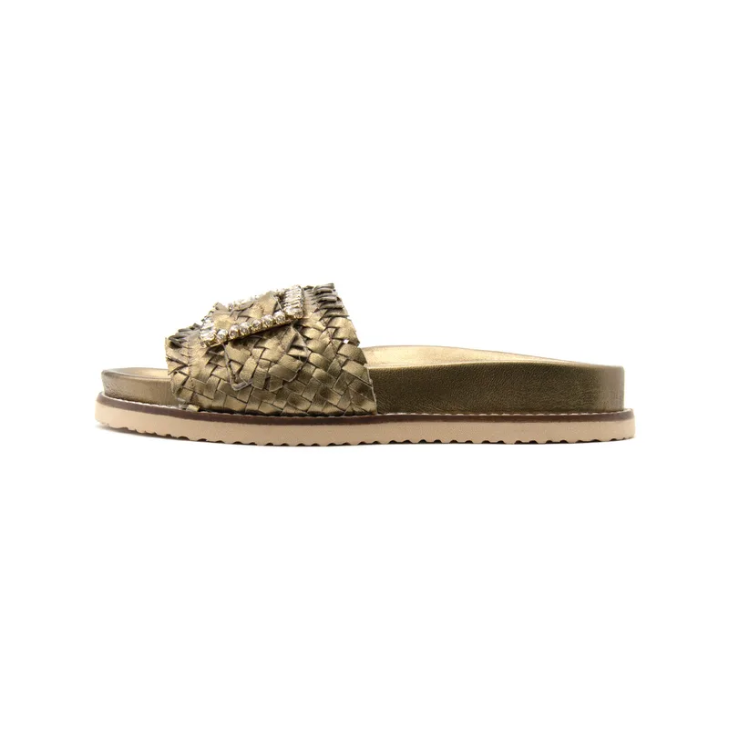 Σανδάλια χωρίς τακούνι Inuovo METALLIC LEATHER SANDALS WOMEN
