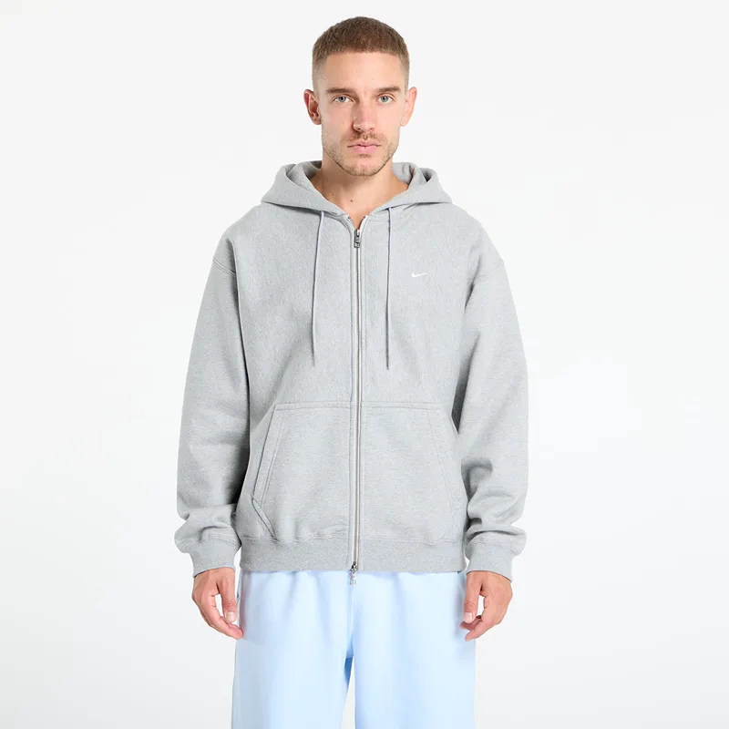 Φούτερ Nike Solo Swoosh Men's Full-Zip Fleece Hoodie Dk Grey Heather/ Lt Smoke Grey/ White XL