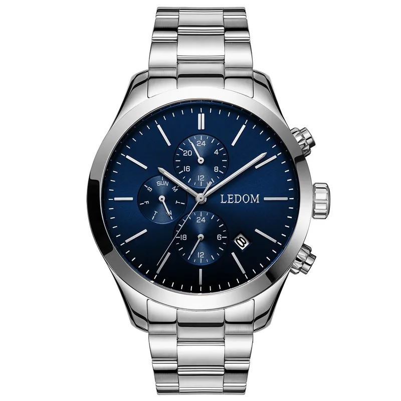 LE DOM Explorer Dual Time - LD.1503-3, Silver case with Stainless Steel Bracelet