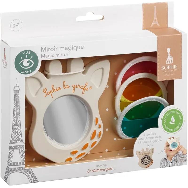 Sophie La Girafe Magic Mirror 0m+, 1 Τεμάχιο, Κωδ 010503,Παιχνίδι Μαγικός Καθρέπτης που Διεγείρει την Οπτική Αίσθηση του Μωρού με 3 Διαφορετικούς Χρωματικούς Φακούς