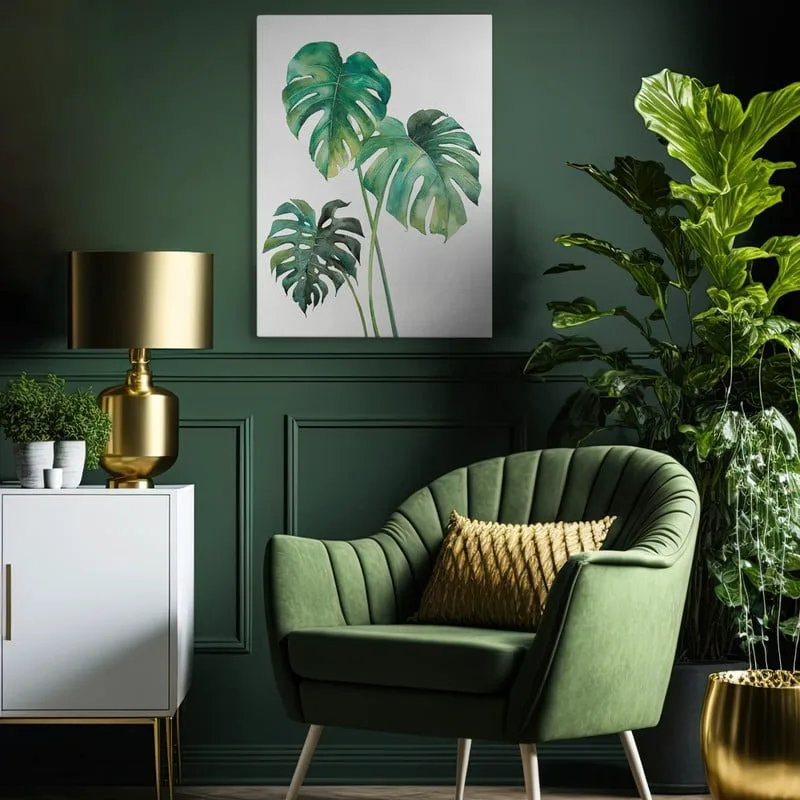 OUTLET Πινακας σε καμβά MONSTERA LEAVES 80cm x 120cm