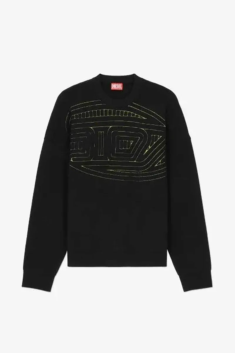 Diesel ανδρικό πουλόβερ με σχέδιο με μονόγραμμα Regular Fit - W24A149210PHAW Μαύρο
