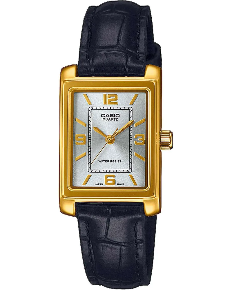 CASIO Collection - LTP-1234PGL-7A2EF, Χρυσό case with Black Leather Strap