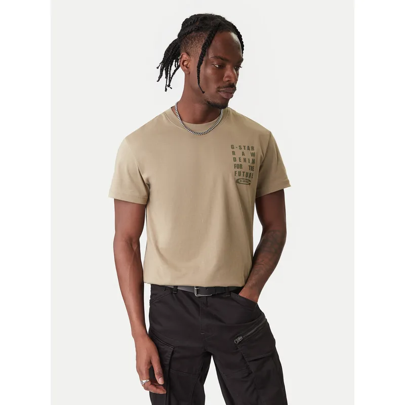 G-Star Raw T-Shirt Text Chest D25968-C506 6057 Πράσινο Regular Fit