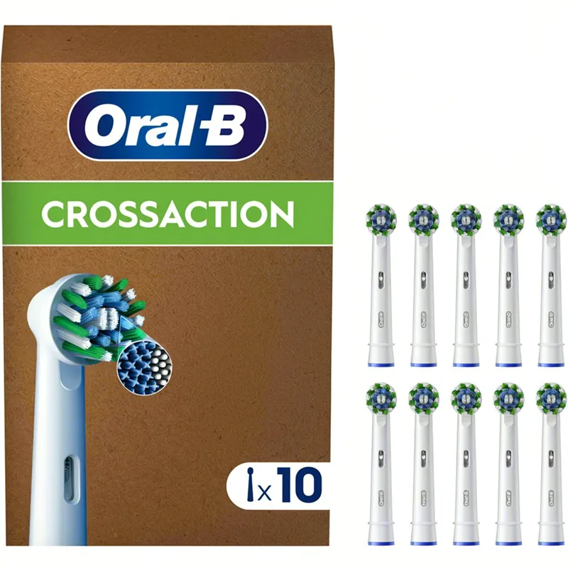 Oral-B Pro Cross Action Medium Electric Toothbrush Replacement Head White Ανταλλακτικές Κεφαλές Ηλεκτρικής Οδοντόβουρτσας για Αφαίρεση της Πλάκας, Προστασία των Ούλων & Μεσαίας Σκληρότητας Ίνες 10 Τεμάχια