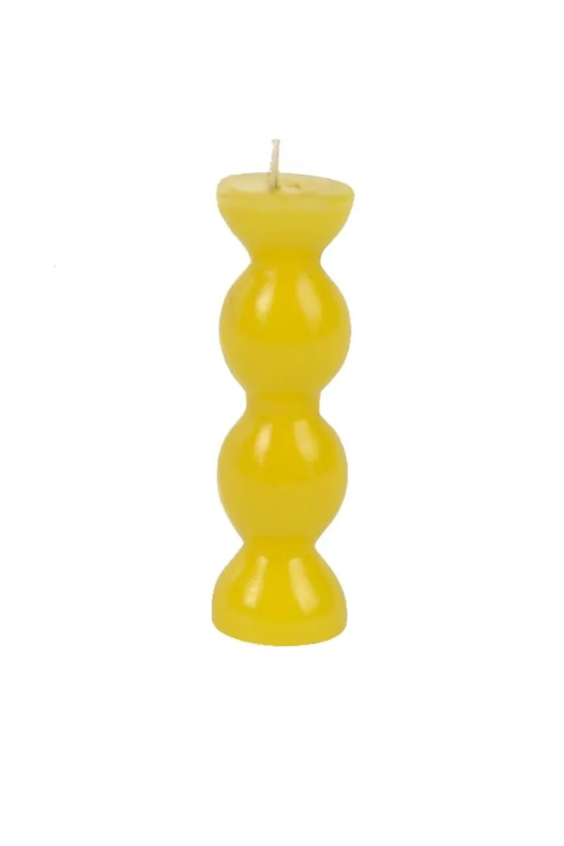 Κερι Μονοχρωμο Με Κυματιστο Σχεδιο 13.5Cm 4.2x4.2x13.5cm Κίτρινο Kaeming