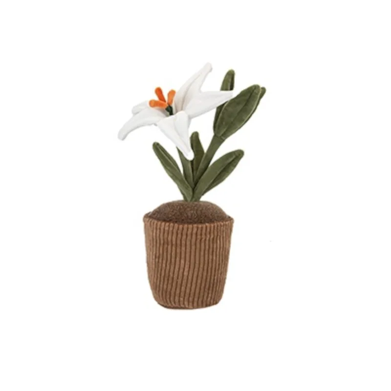 Λούτρινο Pms Κρίνος Με Γλάστρα Large Double Lily In Pot 33Cm Άσπρο