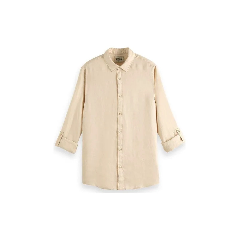 Πουκάμισο με μακριά μανίκια Scotch & Soda GARMENT DYED LINEN REGULAR FIT SHIRT MEN SCOTCH SODA