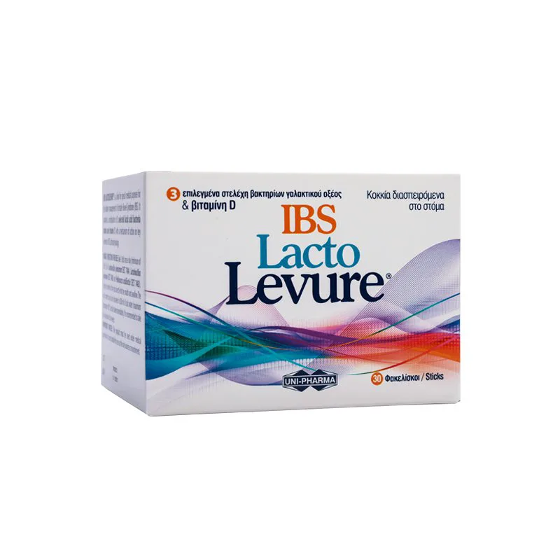 Uni-Pharma Lacto Levure IBS Συμπλήρωμα Διατροφής με Προβιοτικά & Βιταμίνη D για την Αντιμετώπιση των Συμπτωμάτων του Σύνδρομο Ευερέθιστου Εντέρου 30 Sachets