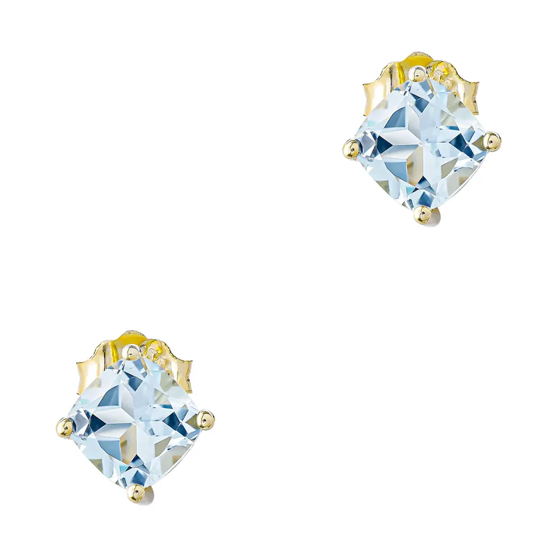 Σκουλαρίκια με Aqua Topaz από Κίτρινο Χρυσό 14 Καρατίων SK2194