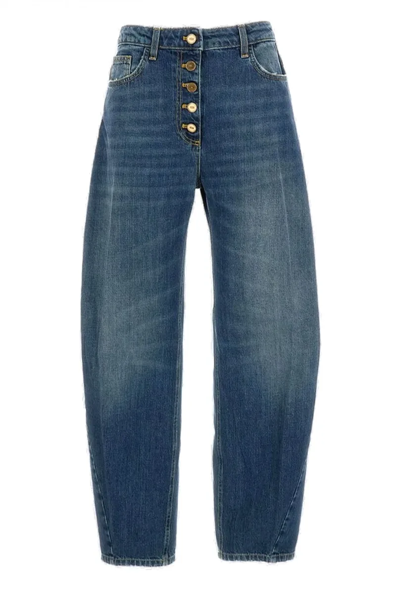 ELISABETTA FRANCHI ΠΑΝΤΕΛΟΝΙ JEANS HIGH WAIST WIDE LEG BARREL ΜΠΛΕ