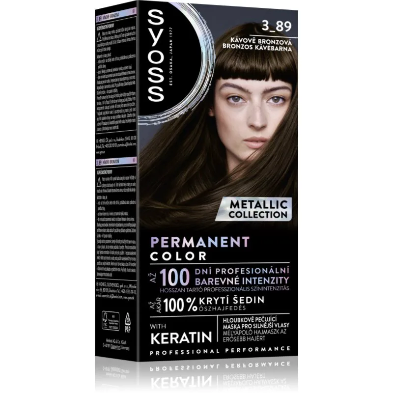 Syoss Color Metallic Collection μόνιμη βαφή μαλλιών απόχρωση 3-89 Bronze Coffee 1 τμχ
