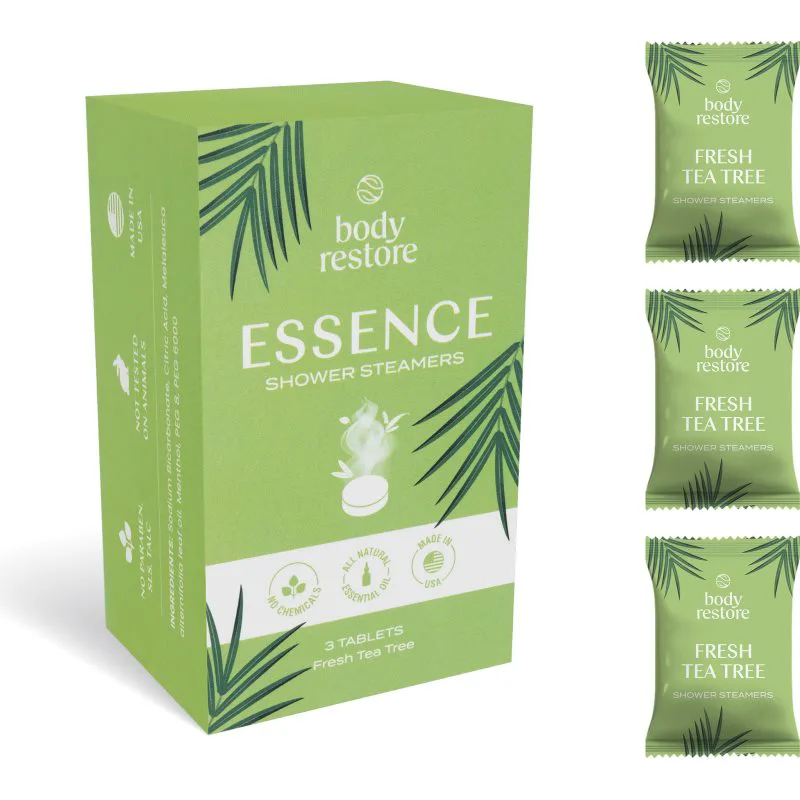 Body Restore Essence Shower Steamers ταμπλέτες ντους αρώματα Fresh Tea Tree 3 τμχ
